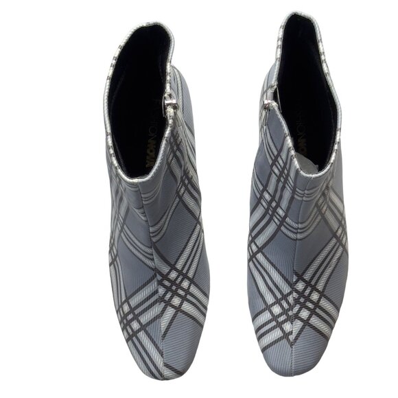 Women’s Shoes FASHION NOVA BECCA N Gray Plaid Fabric Ankle Boots Size 9 - Picture 3 of 11